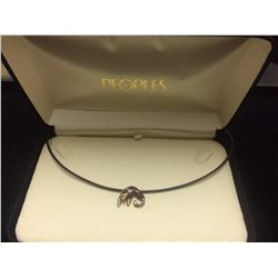 14K GOLD STAMPED LEOPARD W/ 5 DIAMONDS AS COLLAR ENDS OF NECKLACE 14K STAMPED