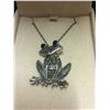Image 2 : LARGE STERLING SILVER .925 STAMPED FROG W/ BLACK ONYX & MARCASITE W/ STERLING NECKLACE