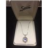 Image 2 : STERLING SILVER .925 STAMPED NECKLACE W/ PENDANT & BLUE STONE
