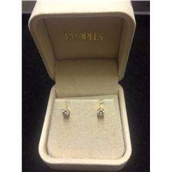 14K YELLOW GOLD STAMPED GENUINE DIAMOND STUD EARRINGS