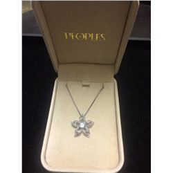 STERLING SILVER .925 STAMPED NECKLACE & PENDANT W/ BLUE TOPAZ