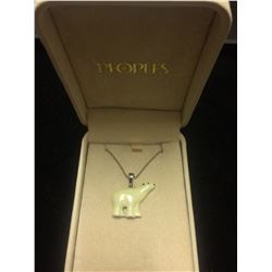 STERLING SILVER .925 STAMPED NECKLACE W/ ENAMEL POLAR BEAR