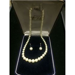 ANTIQUE PEARL NECKLACE & EARRINGS