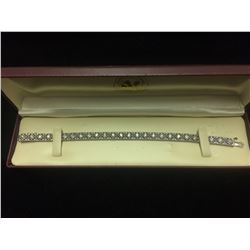 STERLING SILVER STAMPED BRACELET W/ STONES MADE IN 1925