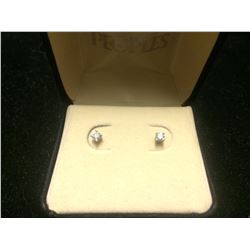 14K WHITE GOLD GENUINE DIAMOND STUD EARRINGS W/ SCREW ON BACKS