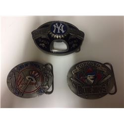 LIMITED EDITION MLB BASEBALL BELT BUCKLES LOT (YANKEES, JAYS)