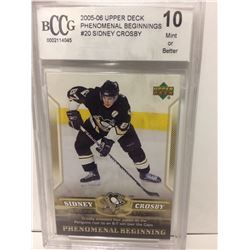 2005-06 SIDNEY CROSBY UPPER DECK PHENOMINAL BEGINNINGS #20 (10 MINT OR BETTER) BECKETT