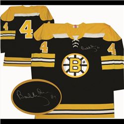 BOBBY ORR Signed Jersey Replica Bruins Black W/ FRAMEWORTH COA
