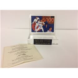 LIMITED EDITION NOLAN RYAN SIGNED CARD "500 STRIKEOUTS" W/ COA (1576/1989)