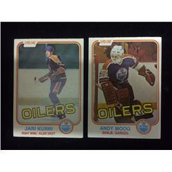 1981-82 *OPC* JARI KURRI *RC* #107 & 1981-82 O-Pee-Chee #120 Andy Moog Edmonton Oilers RC Rookie