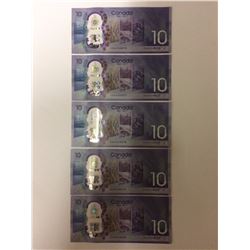 NEW UNCIRCULATED 10$ CANADIAN SEQUENTIAL BANK NOTES