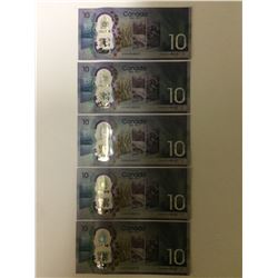 NEW UNCIRCULATED 10$ CANADIAN SEQUENTIAL BANK NOTES