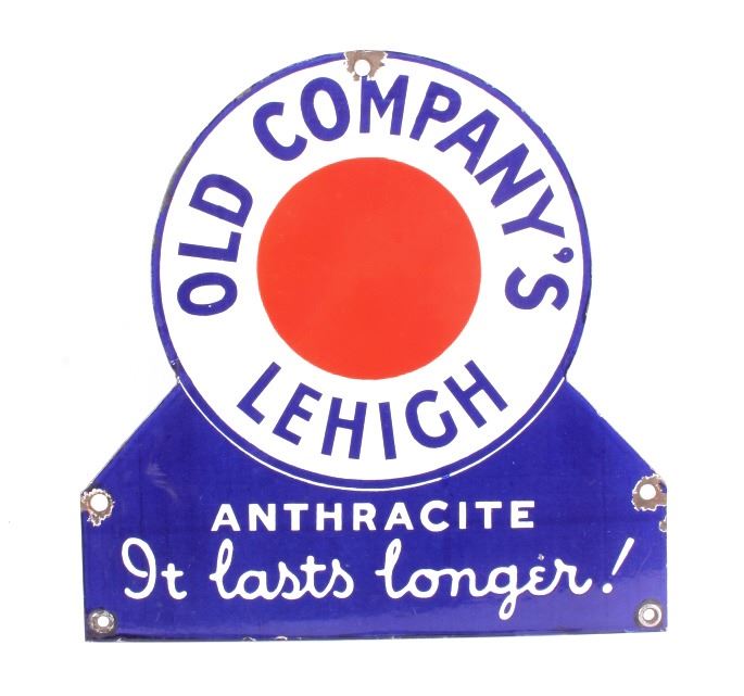 Coal Signs Old Company's Lehigh Coal Porcelain Sign c. 1930