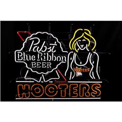 Pabst Blue Ribbon Hooters Neon Lighted Sign