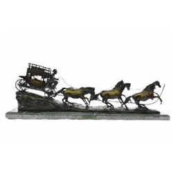80 lbs Hot Cast Adventure Action Horses Bronze Statue