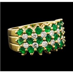 1.87 ctw Emerald and Diamond Ring - 18KT Yellow Gold