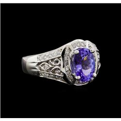 14KT White Gold 1.83 ctw Tanzanite and Diamond Ring