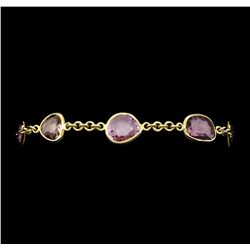 12.52 ctw Multi-Color Sapphire Bracelet - 18KT Yellow Gold