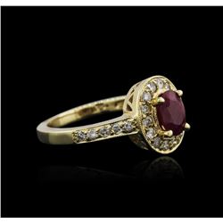 14KT Yellow Gold 0.93 ctw Ruby and Diamond Ring