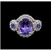 Image 2 : 14KT White Gold 3.07 ctw Tanzanite, Sapphire and Diamond Ring