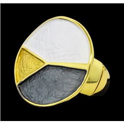 Tri Color Hand Painted Round Ring - Gold Plated