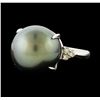 Image 1 : Pearl and Diamond Ring - Platinum