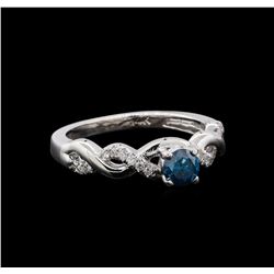 0.49 ctw Blue Diamond Ring - 14KT White Gold