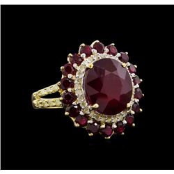 9.11 ctw Ruby and Diamond Ring - 14KT Yellow Gold