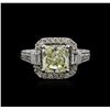 Image 2 : 18KT White Gold 3.05 ctw Fancy Yellow Diamond Ring