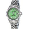 Image 1 : Rolex Ladies SS Green Diamond Pyramid Bezel Datejust Wristwatch