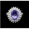 Image 2 : 3.60 ctw Tanzanite and Diamond Ring - 14KT White Gold