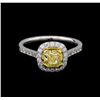 Image 2 : 18KT White Gold 1.56 ctw Fancy Yellow Diamond Ring