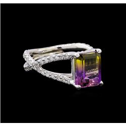 2.70 ctw Ametrine and Diamond Ring - 14KT White Gold