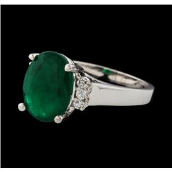 3.73 ctw Emerald and Diamond Ring - 14KT White Gold