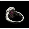 Image 3 : GIA Cert 3.24 ctw Ruby and Diamond Ring - 14KT White Gold