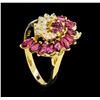 Image 4 : 1.20 ctw Ruby and Diamond Ring - 14KT Yellow Gold