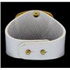 Image 3 : Leather Strap Bracelet - Rhodium Plated
