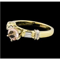 0.63 ctw Morganite and Diamond Ring - 14KT Yellow Gold