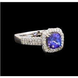 14KT White Gold 1.56 ctw Tanzanite and Diamond Ring