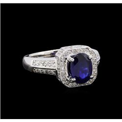 1.60 ctw Sapphire and Diamond Ring - 14KT White Gold