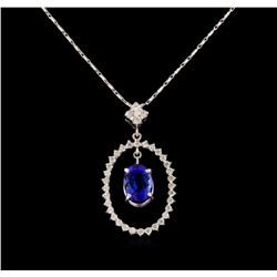 14KT White Gold 2.16 ctw Tanzanite and Diamond Pendant With Chain