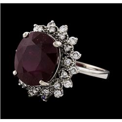 10.75 ctw Ruby and Diamond Ring - 14KT White Gold