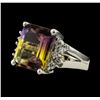 Image 1 : 6.25 ctw Ametrine and Diamond Ring - 14KT White Gold
