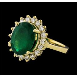 3.65 ctw Emerald and Diamond Ring - 14KT Yellow Gold