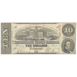 1863 $10 The Confederate States of America Note T-59 CC