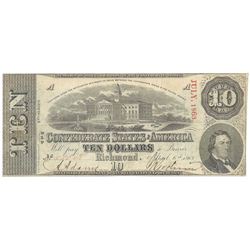 1863 $10 The Confederate States of America Note T-59 CC