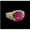 Image 1 : 4.66 ctw Ruby and Diamond Ring - 14KT Yellow Gold