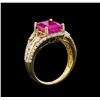 Image 4 : 4.66 ctw Ruby and Diamond Ring - 14KT Yellow Gold