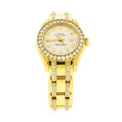 Rolex 18KT Gold 4.00 ctw Diamond Masterpiece Pearlmaster Ladies Watch