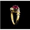 Image 4 : 1.26 ctw Ruby and Diamond Ring - 14KT Yellow Gold